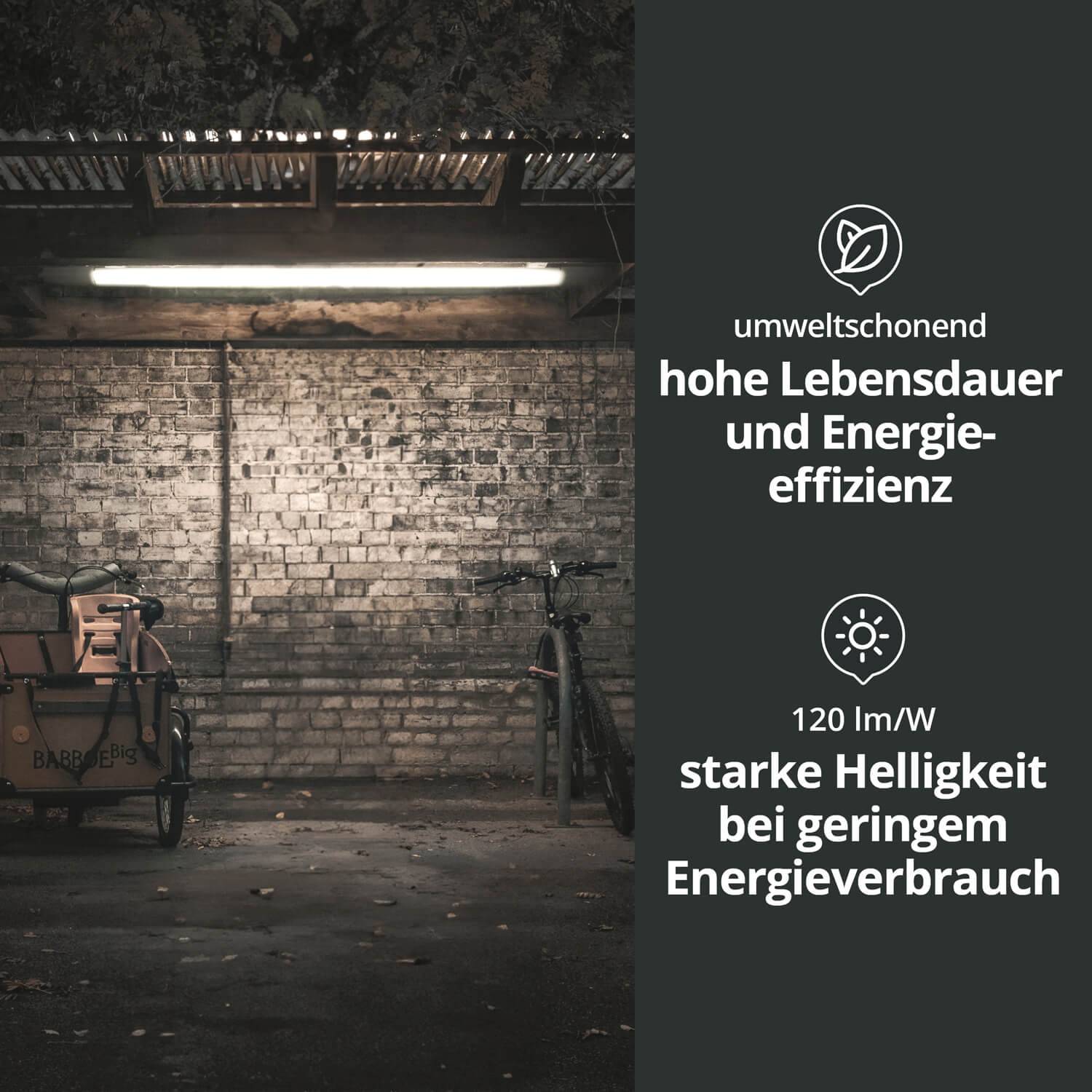 LED Feuchtraumleuchte mit Durchgangsverdrahtung 45W 150cm IP65 4000K 5400lm L1500xB46xH34mm