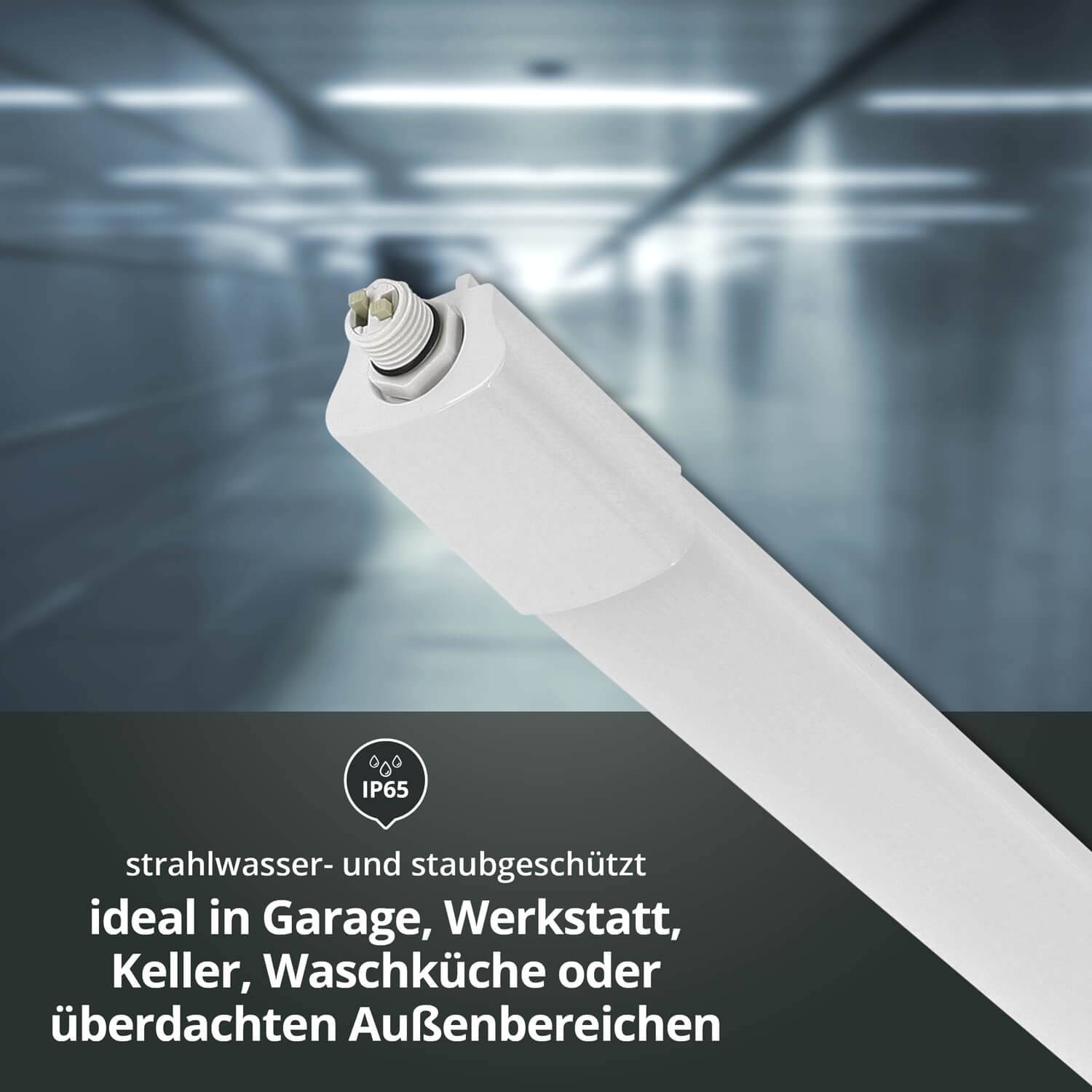 LED Universum LED Feuchtraumleuchte mit Durchgangsverdrahtung 45W 150cm IP65 6500K 5400lm L1500xB46xH34mm