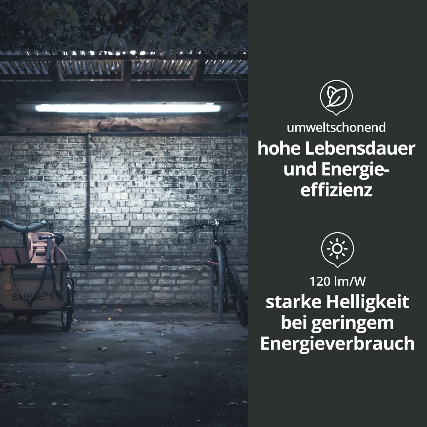 LED Universum LED Feuchtraumleuchte mit Durchgangsverdrahtung 45W 150cm IP65 6500K 5400lm L1500xB46xH34mm