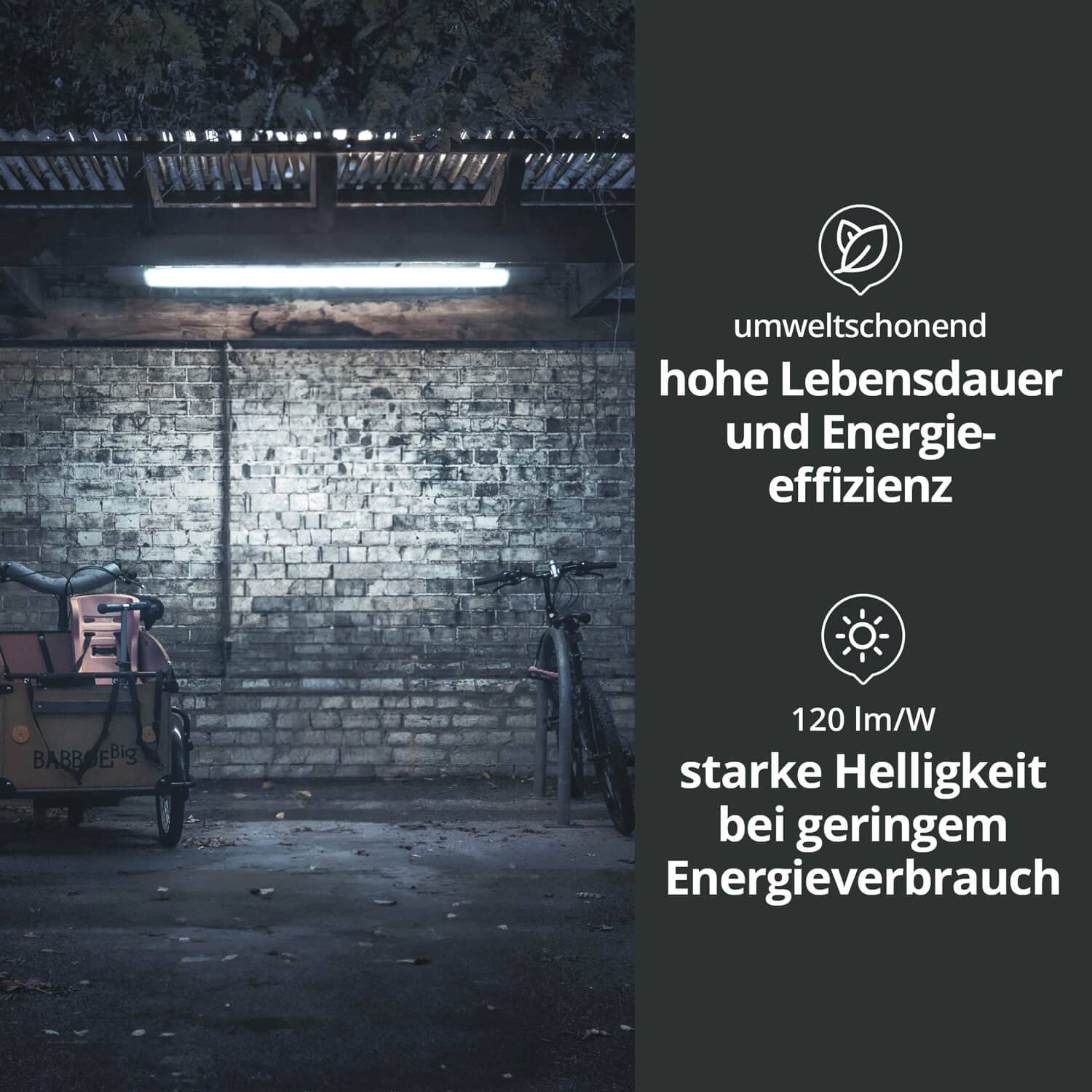 LED Universum LED Feuchtraumleuchte mit Durchgangsverdrahtung 38W 120cm IP65 6500K 4560lm L1200xB46xH34mm