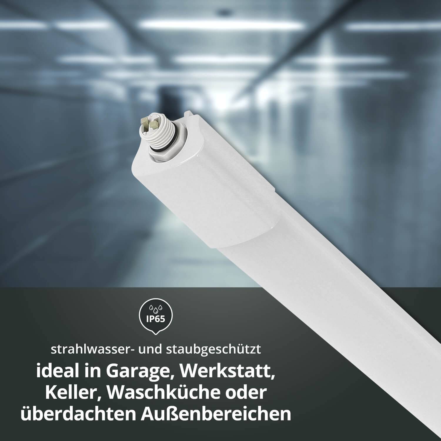 LED Universum LED Feuchtraumleuchte mit Durchgangsverdrahtung 38W 120cm IP65 6500K 4560lm L1200xB46xH34mm