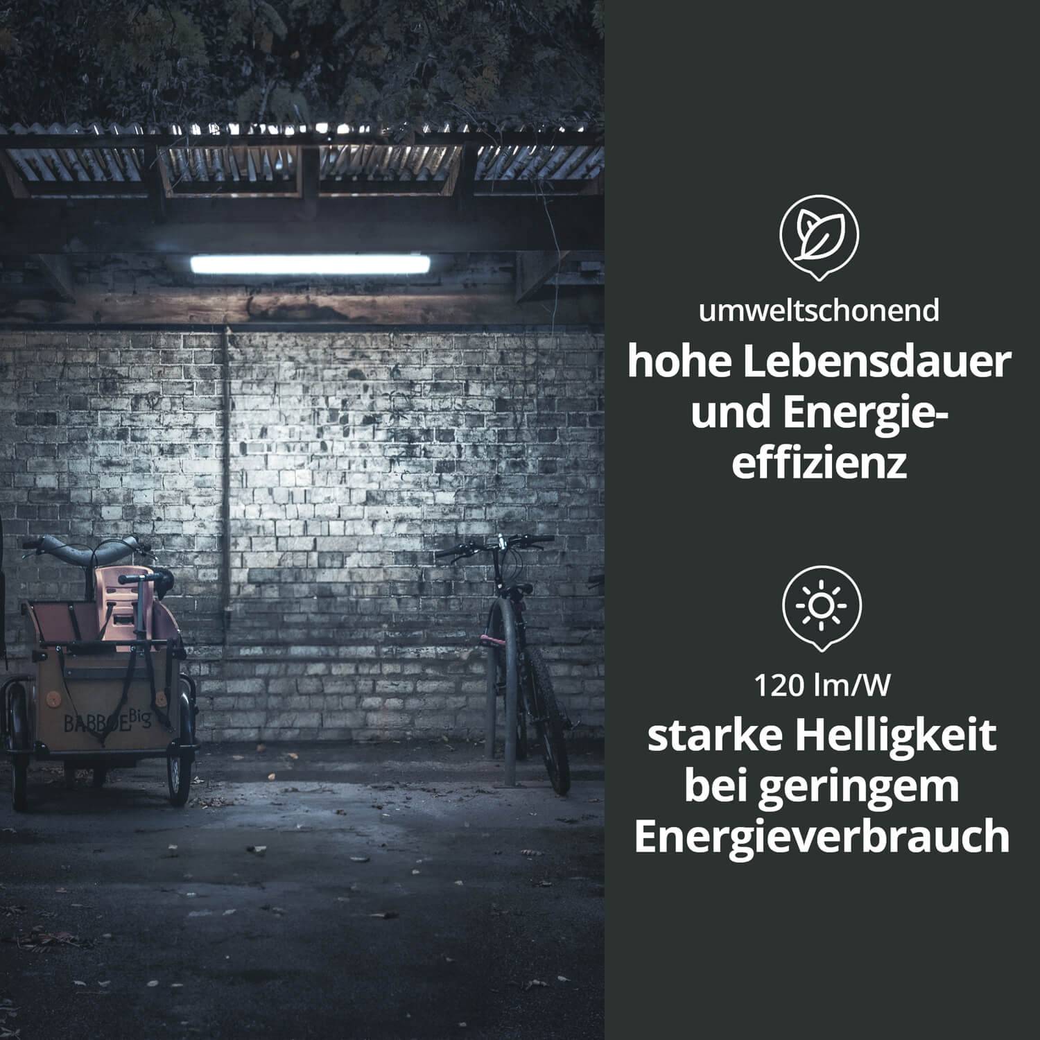 LED Universum LED Feuchtraumleuchte mit Durchgangsverdrahtung 18W 60cm IP65 6500K 2160lm L600xB46xH34mm