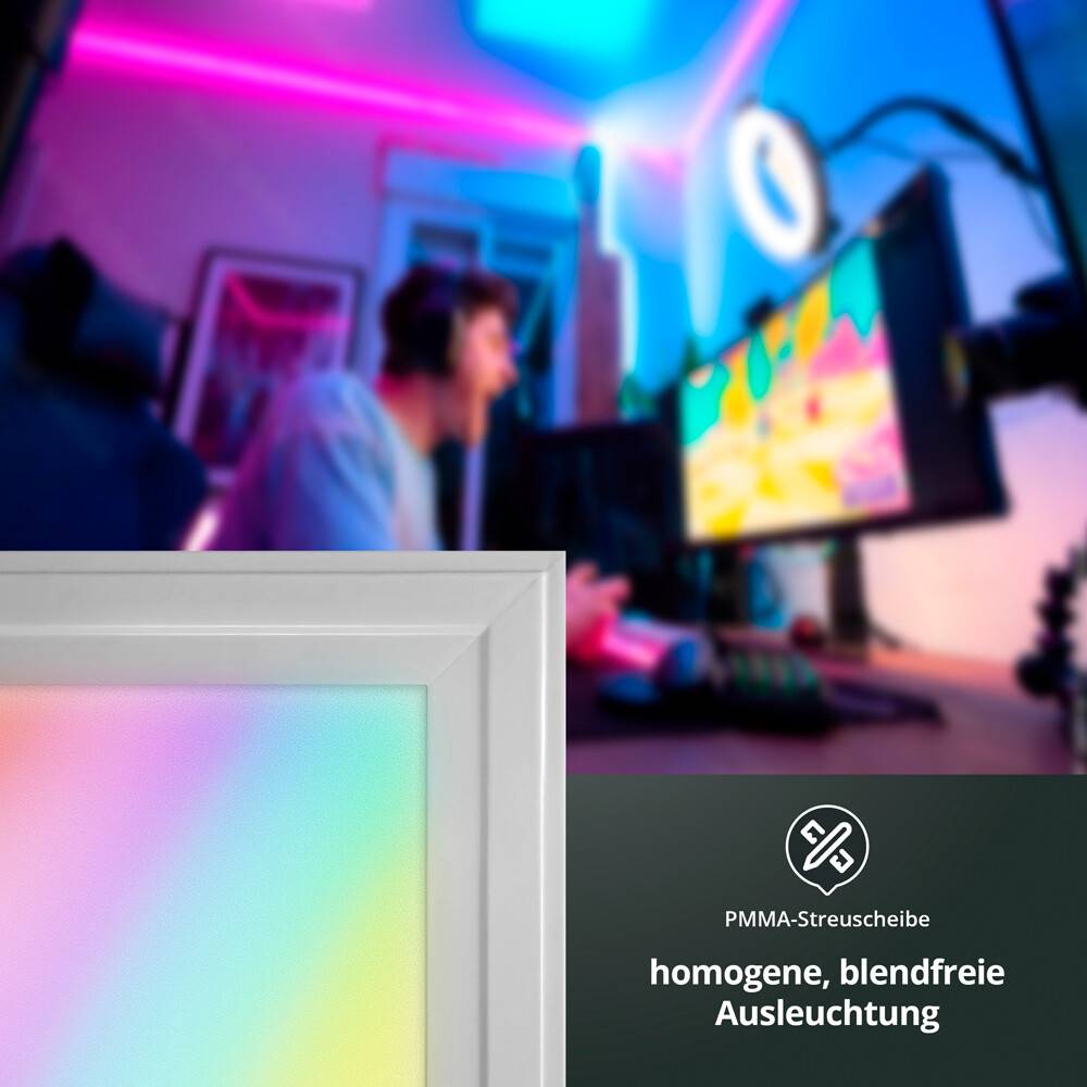 LED Universum LED Panel Einlegeleuchte 120x30cm RGB+CCT 48W 2800-6500K 4200lm UGR≤22 CRI>80 L1195xB295xH12mm mit Milight Controller ohne FFB