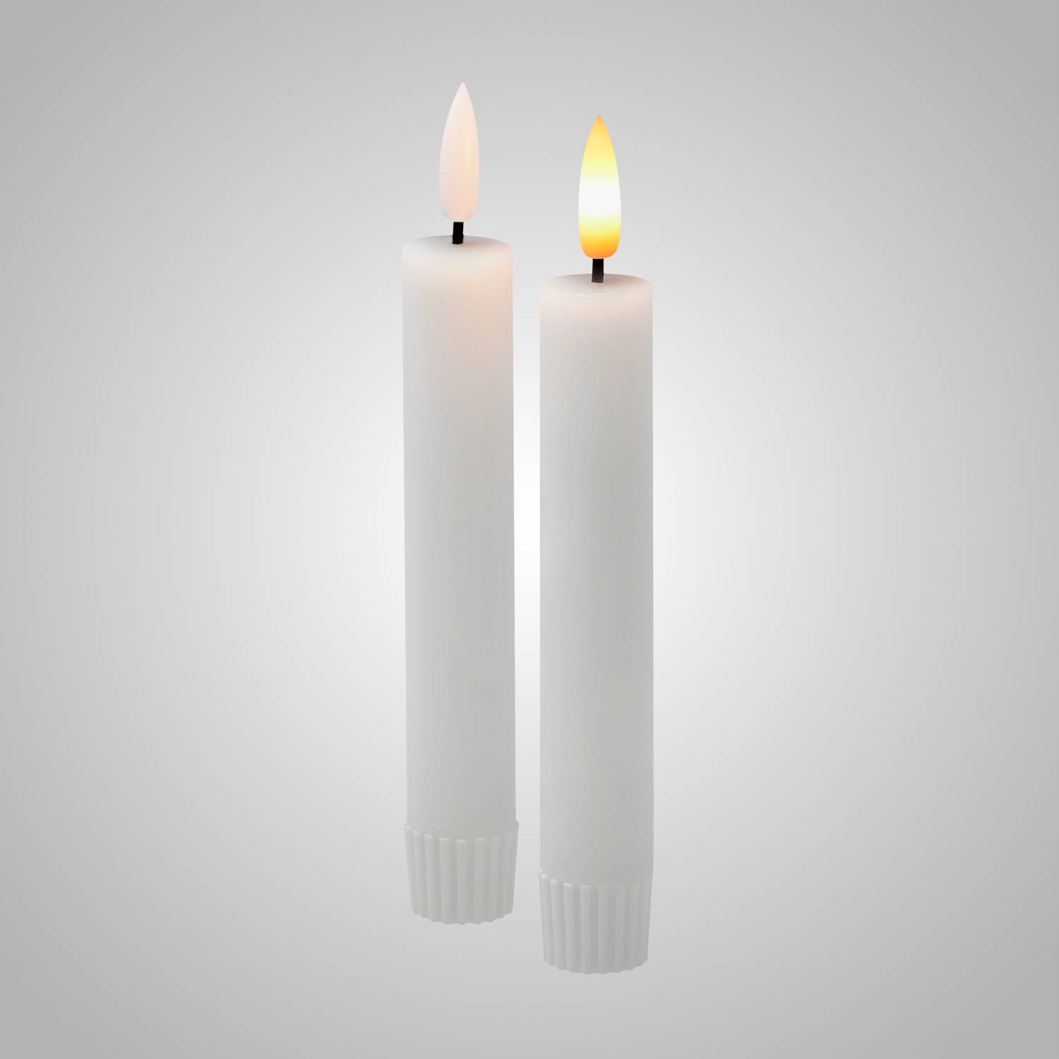 LED Universum LED Echtwachs Stabkerze 2er Set weiß 15,5cm