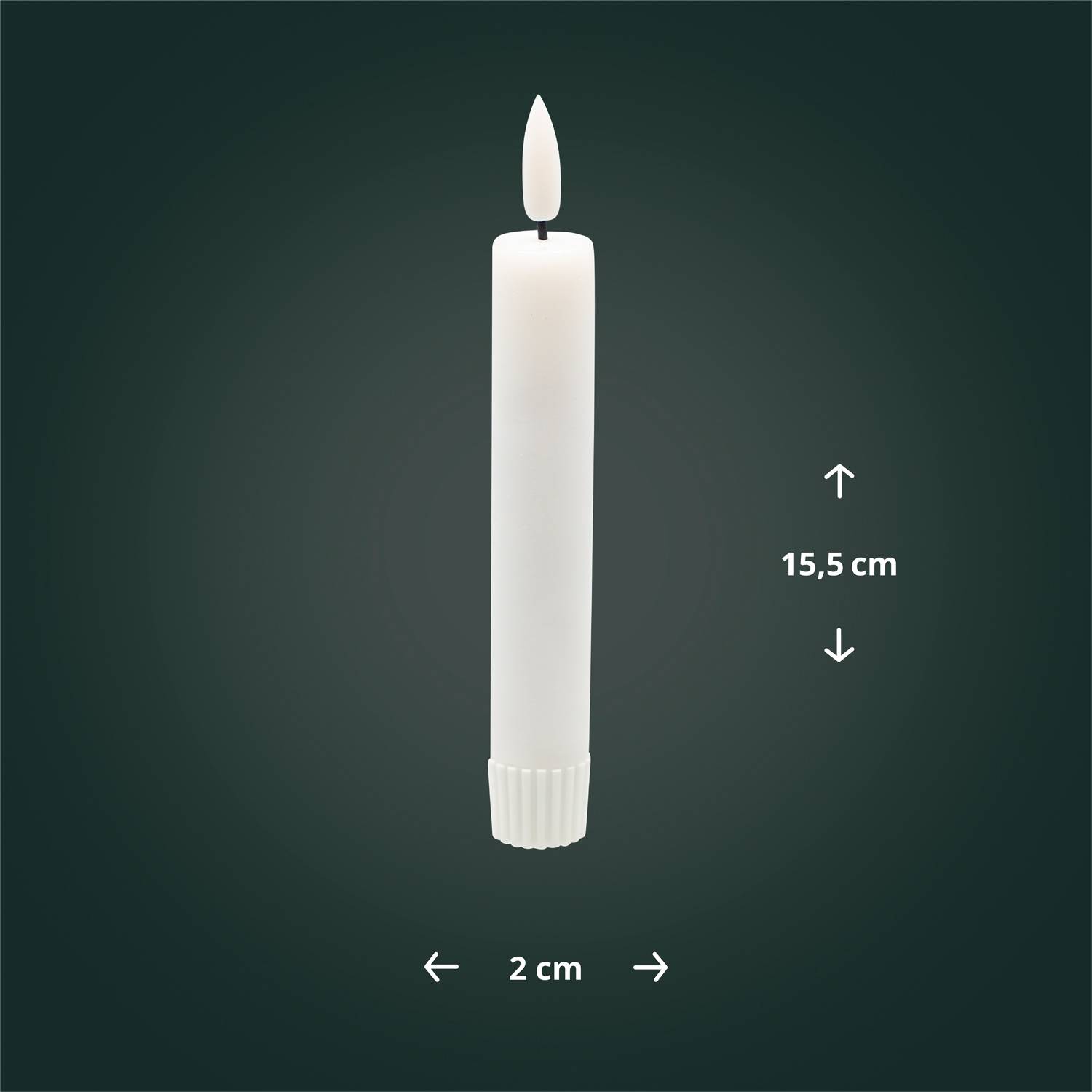 LED Universum LED Echtwachs Stabkerze 2er Set weiß 15,5cm