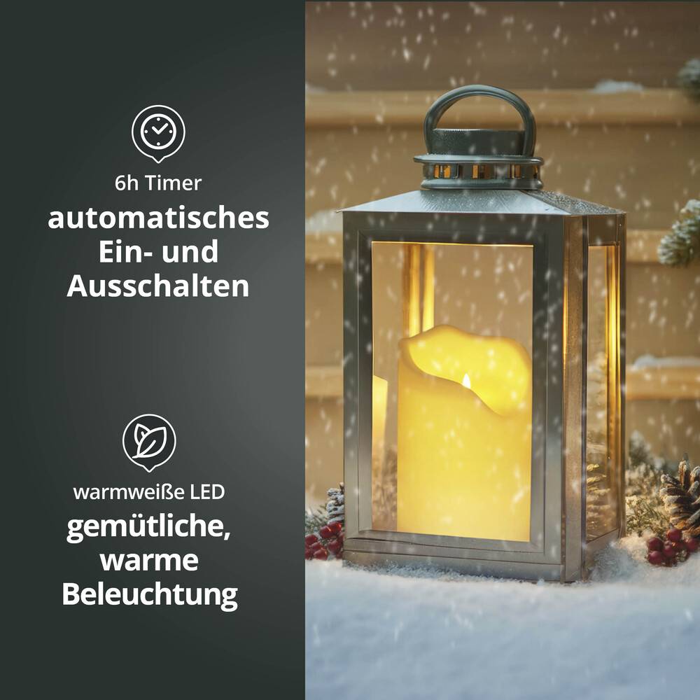 LED Universum LED Kunststoff Kerze Outdoor "Lou" 30 x 16 cm creme weiß