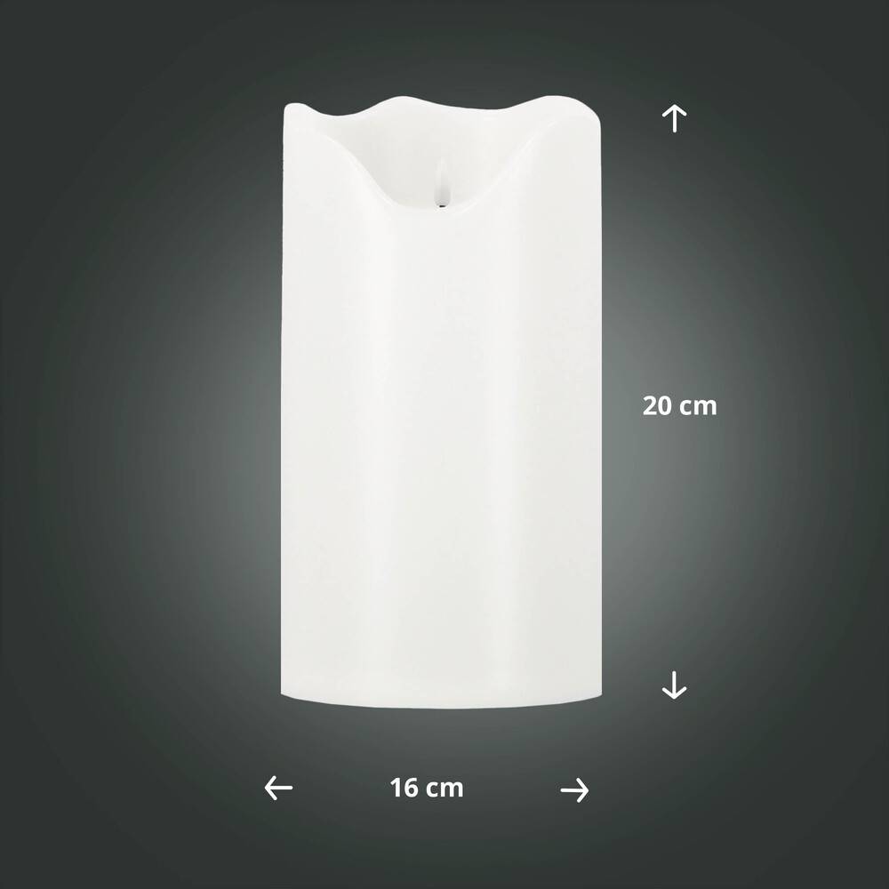 LED Universum LED Kunststoff Kerze Outdoor "Lou" 20 x 16 cm creme weiß