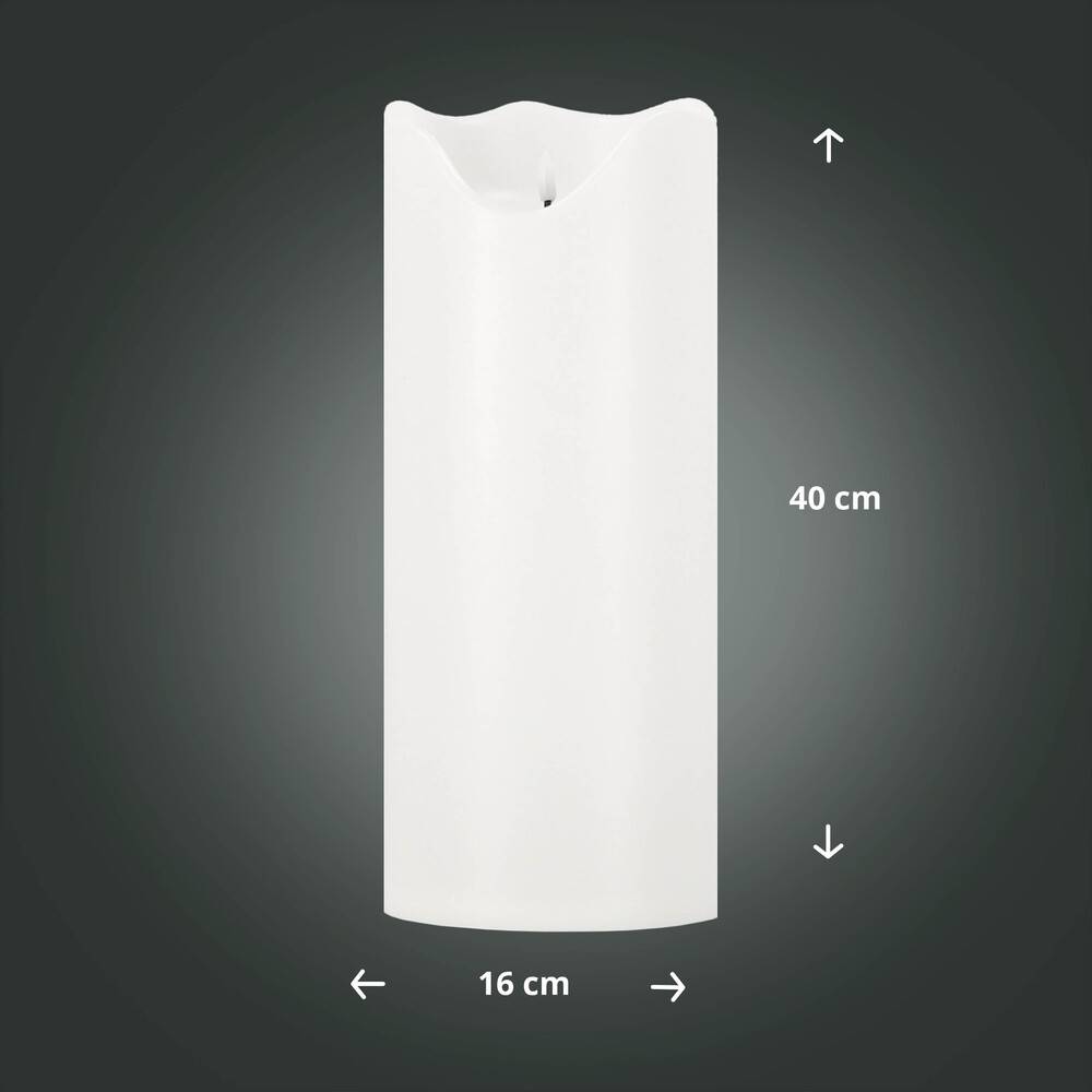 LED Universum LED Kunststoff Kerze Outdoor "Lou" 40 x 16 cm creme weiß