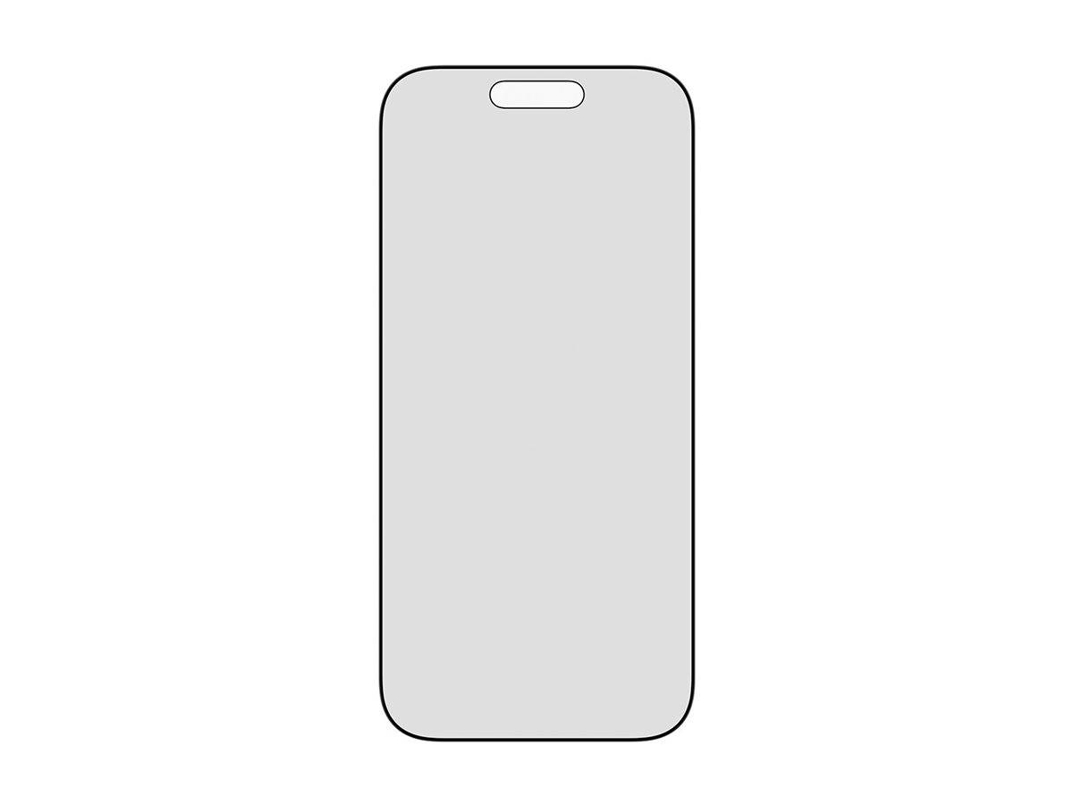 Darstellung eines leeren Smartphone-Bildschirms mit einer pillenförmigen Aussparung oben für die Kamera. Es wird kein Inhalt angezeigt.