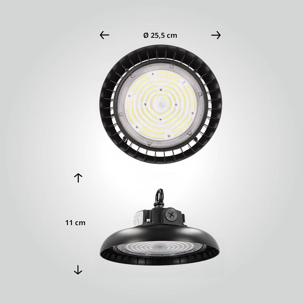 LED Universum LED Hallenstrahler UFO High Bay Strahler 70/100W neutralweiß 4000K max. 21000lm mit Philips-Netzteil dimmbar 90° CRI>70 IP65 Ø255xH11