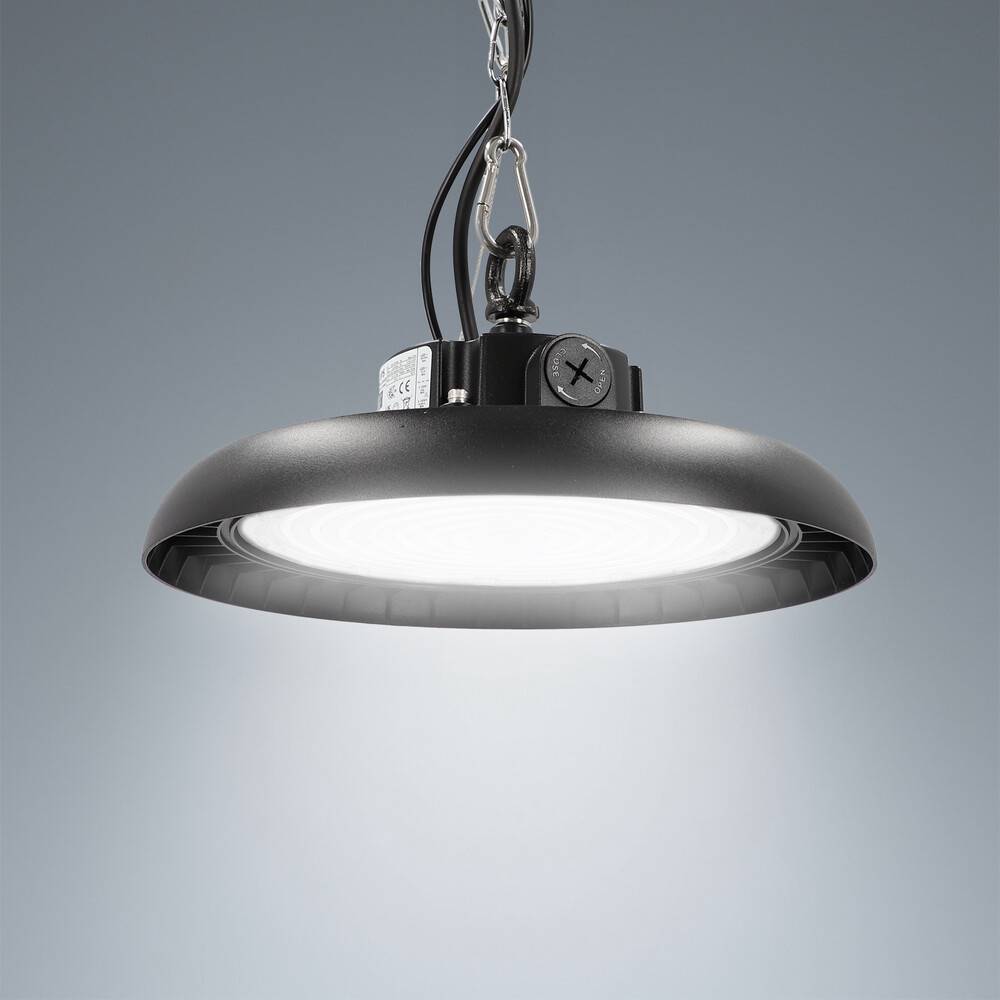 LED Universum LED Hallenstrahler UFO High Bay Strahler 150W tageslichtweiß 5000K 31500lm mit Philips-Netzteil dimmbar 90° Ø300xH110mm