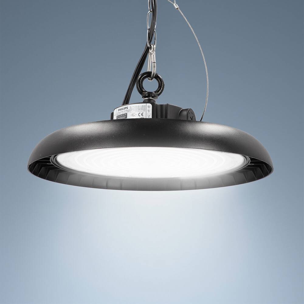 LED Universum LED Hallenstrahler UFO High Bay Strahler 120/160/200W kaltweiß 6000K max. 42000lm mit Philips-Netzteil dimmbar 90° CRI>70 IP65 Ø340xH