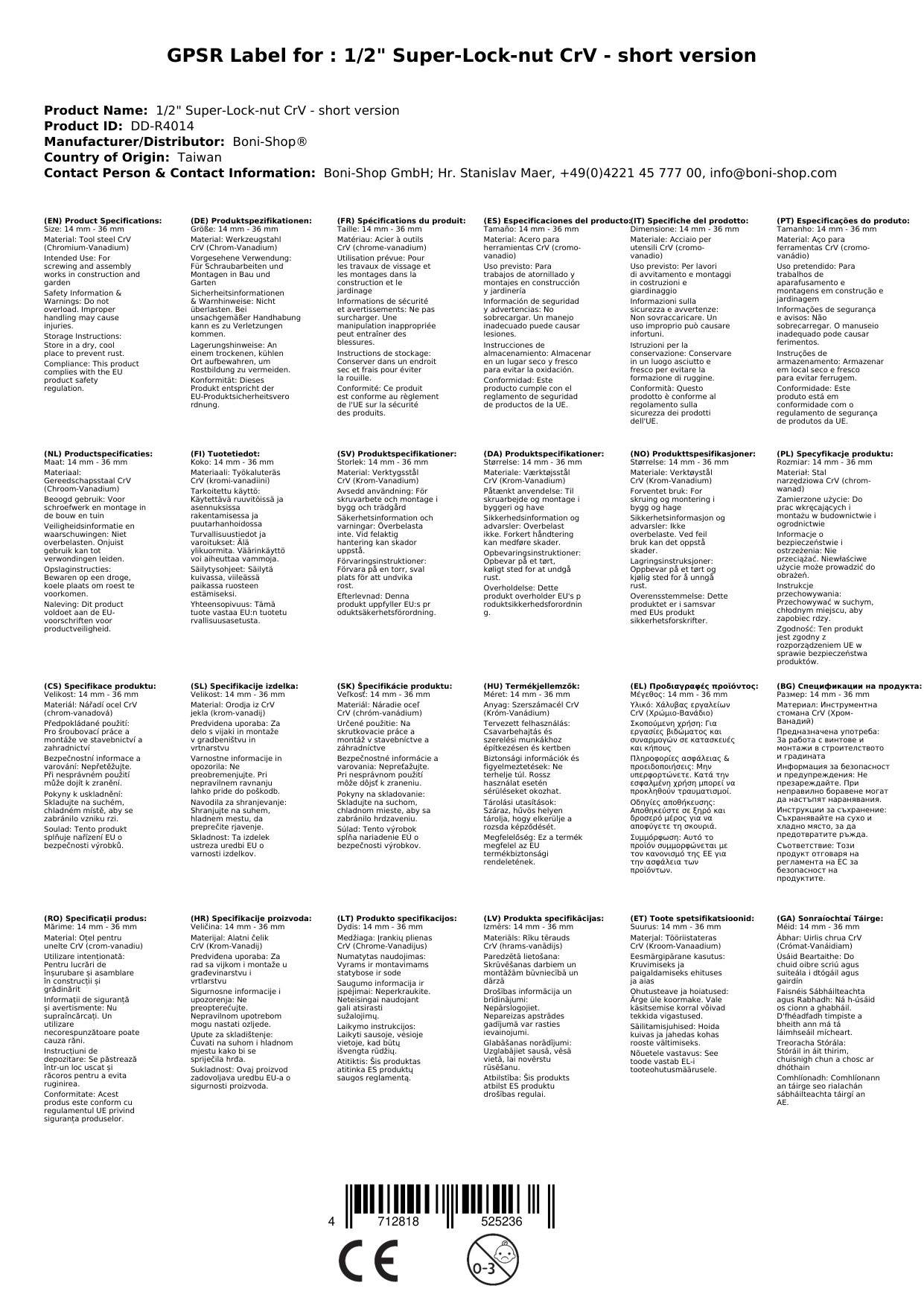 1/2 Zoll Nuss, 14 mm Nuss, Super-Lock CrV Nuss, kurze Ausführung