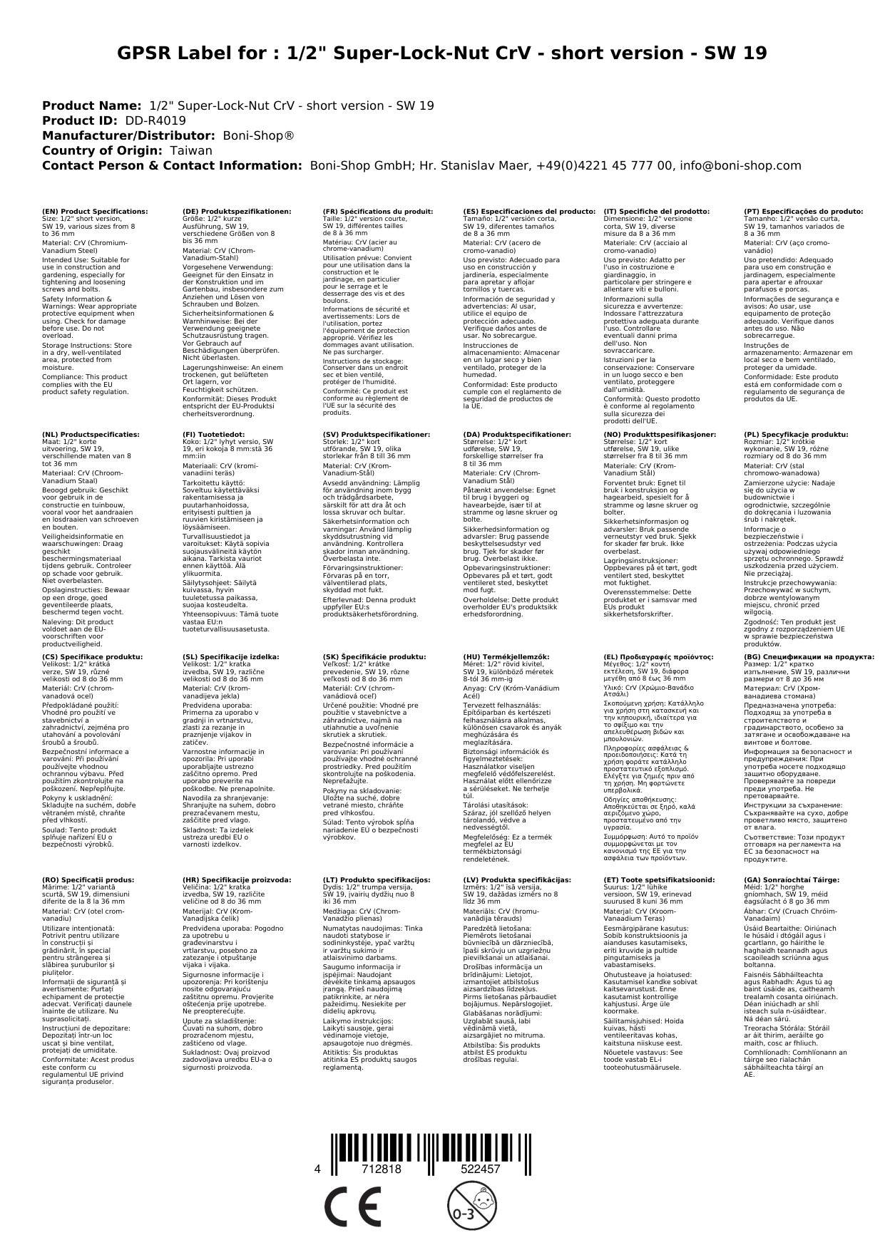Stecknuss 1/2 Zoll, Superlock, 19mm Nuss, kurze Ausführung