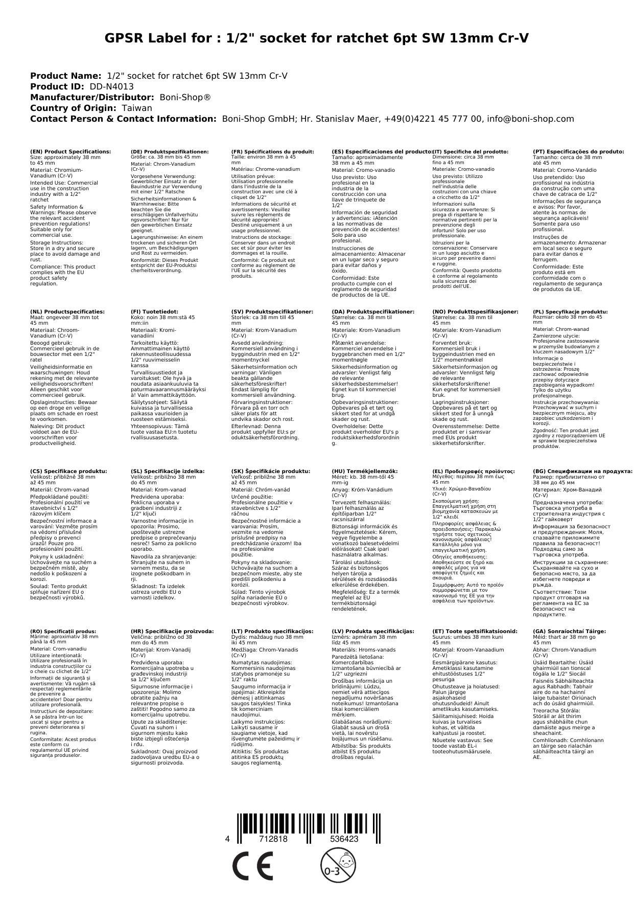 1/2 zoll nuss, Stecknuss 13mm, Knarre Nuss, Cr-V