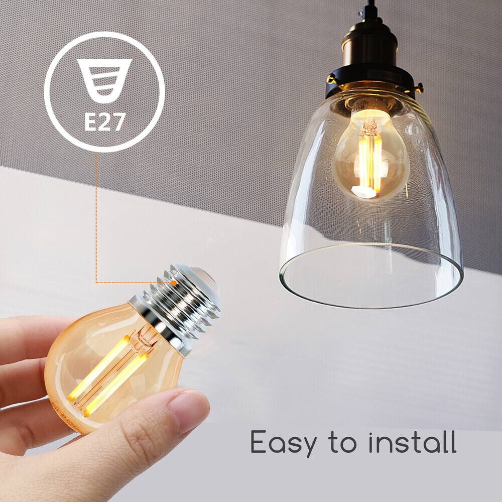 LED Universum LED Leuchtmittel Filament Glühlampe G45 Sockel E27 6W 2200K/Amber 520lm Ø45xH73mm