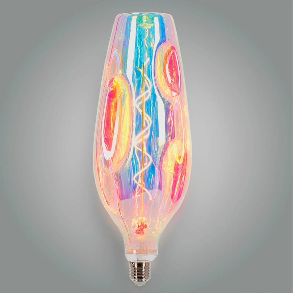 LED Universum LED Deko-Leuchtmittel Spiral-Filament Glühlampe "Alien" konisch verspiegelt Sockel E27 4W CR110 1800K/Amber 250lm Ø110xH306mm