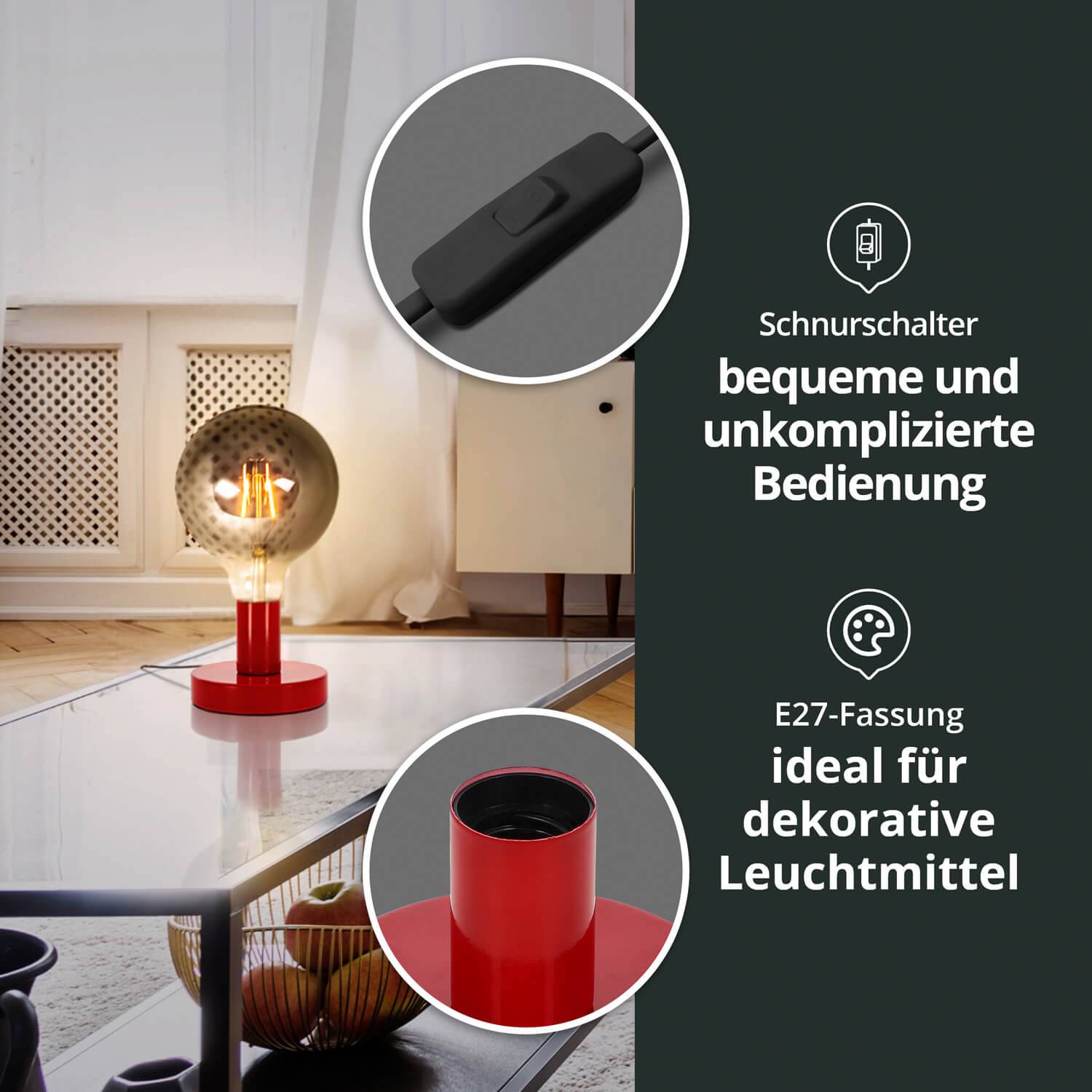 LED Universum 04889 Tischleuchte "Hannibal" rot