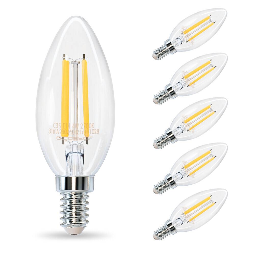 LED Universum LED Leuchtmittel Filament Glühlampe C35 Sockel E14 4W 2700K 470lm Ø35xH97mm