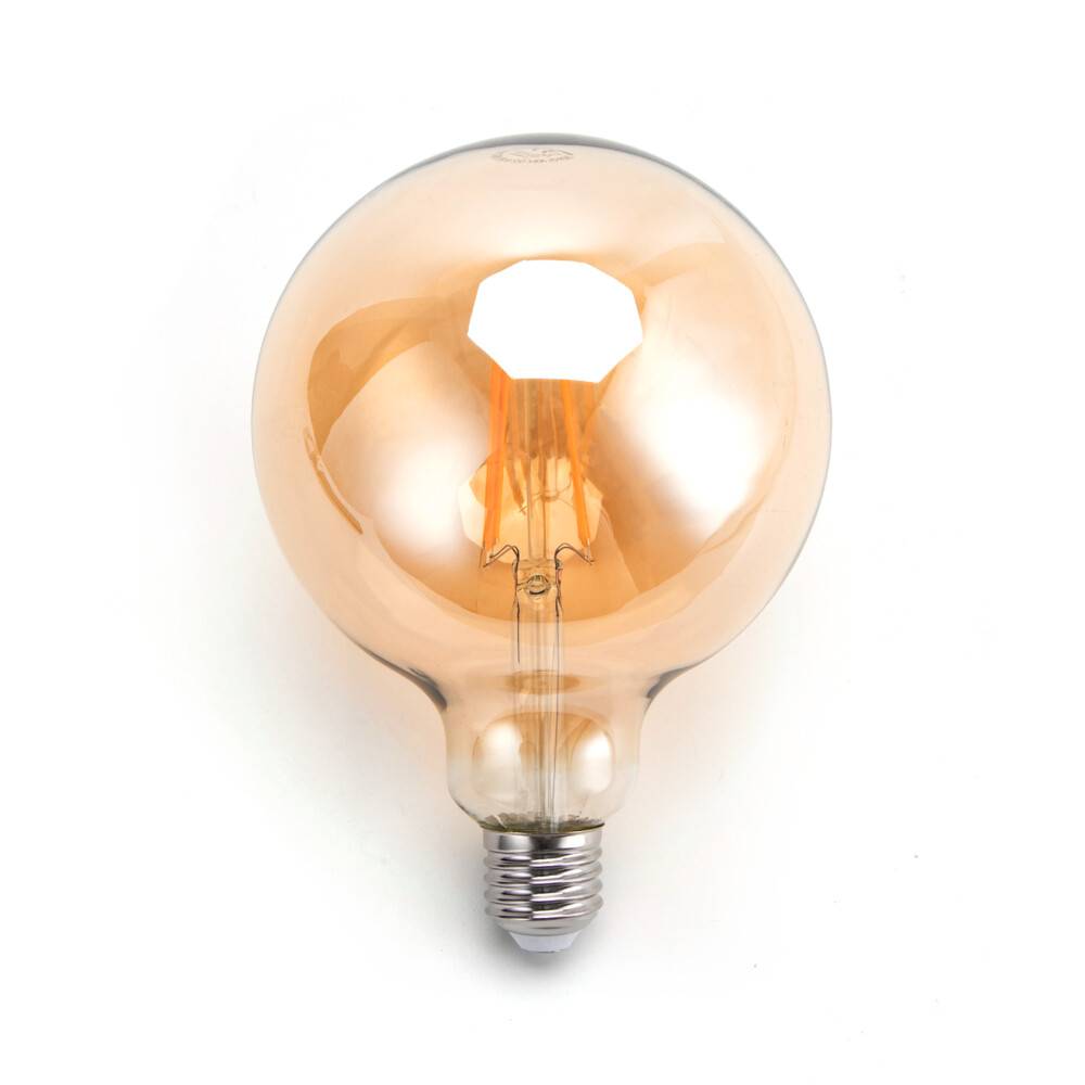 LED Universum LED Leuchtmittel Filament Glühlampe G125 Sockel E27 4W 2200K/Amber 380lm Ø125xH175mm