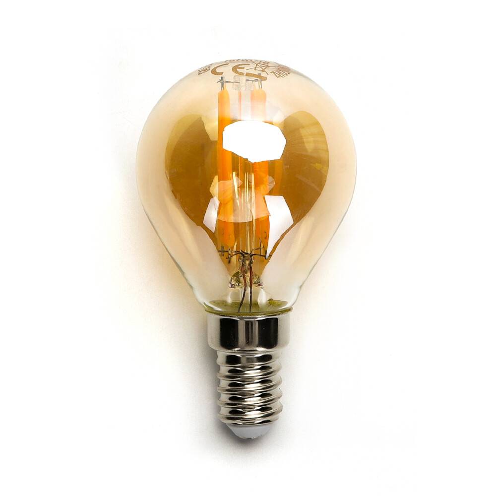 LED Universum LED Leuchtmittel Filament Glühlampe G45 Sockel E14 4W 2200K/Amber 420lm Ø45xH78mm
