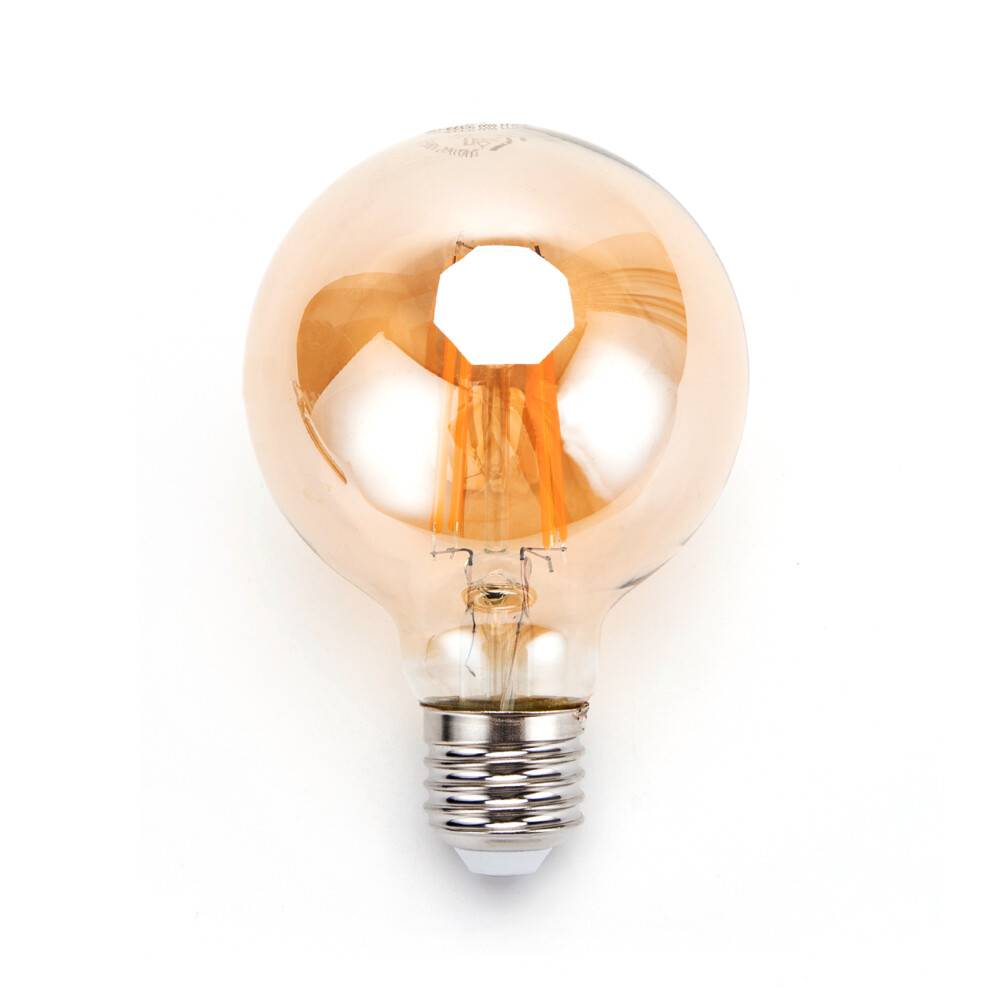 LED Universum LED Leuchtmittel Filament Glühlampe G80 Sockel E27 6W 2200K/Amber 550lm Ø80xH120mm