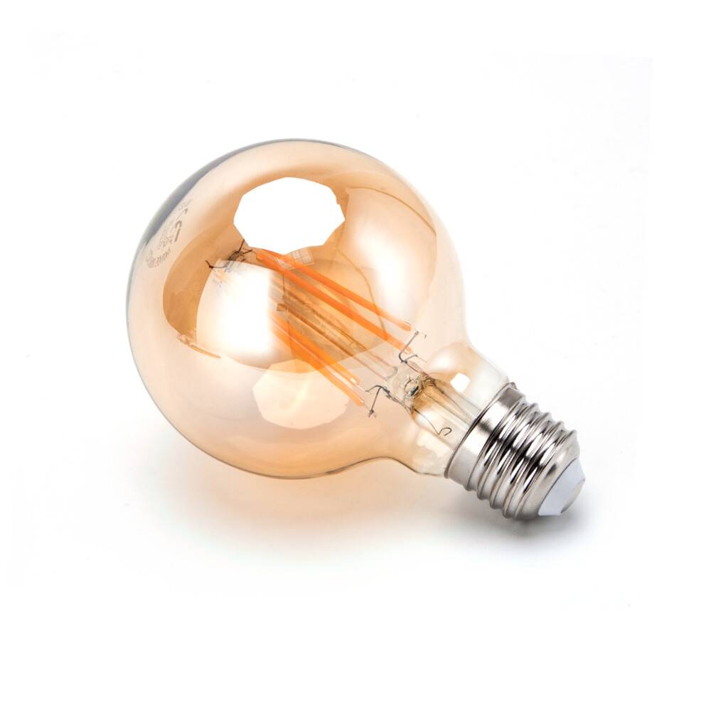 LED Universum LED Leuchtmittel Filament Glühlampe G80 Sockel E27 6W 2200K/Amber 550lm Ø80xH120mm
