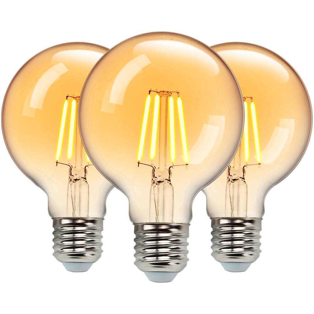 LED Universum LED Leuchtmittel Filament Glühlampe G80 Sockel E27 6W 2200K/Amber 550lm Ø80xH120mm