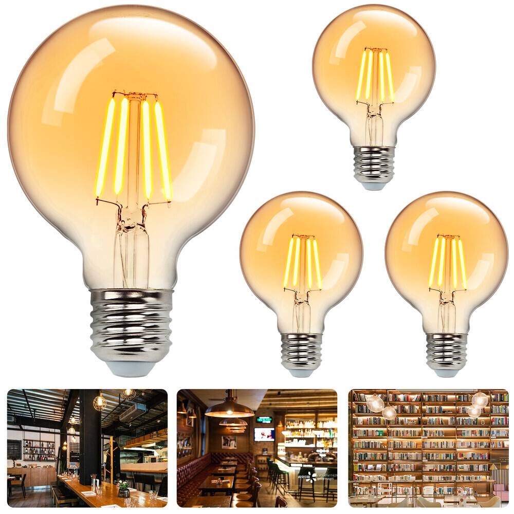 LED Universum LED Leuchtmittel Filament Glühlampe G80 Sockel E27 6W 2200K/Amber 550lm Ø80xH120mm