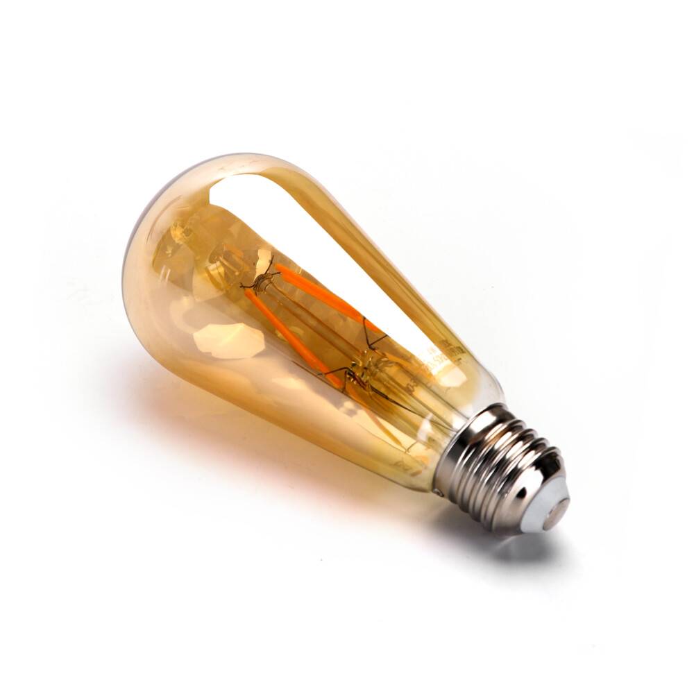 LED Universum LED Leuchtmittel Filament Glühlampe ST64 Sockel E27 4W 2200K/Amber 440lm Ø64xH142mm