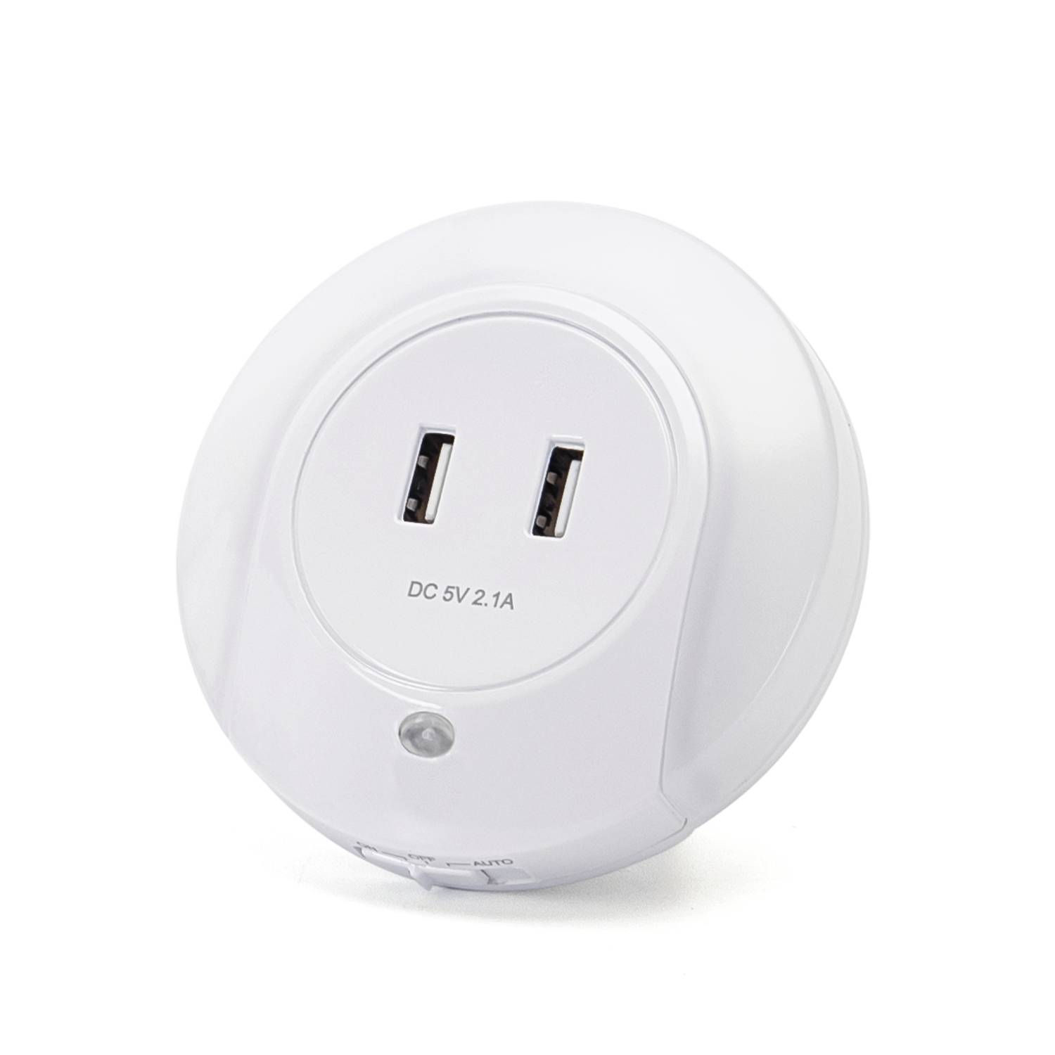 LED Universum LED Nachtlicht 0,4W 8lm warmweiß mit 2 USB-Anschlüssen (max. 2,1A) und Dämmerrungssensor