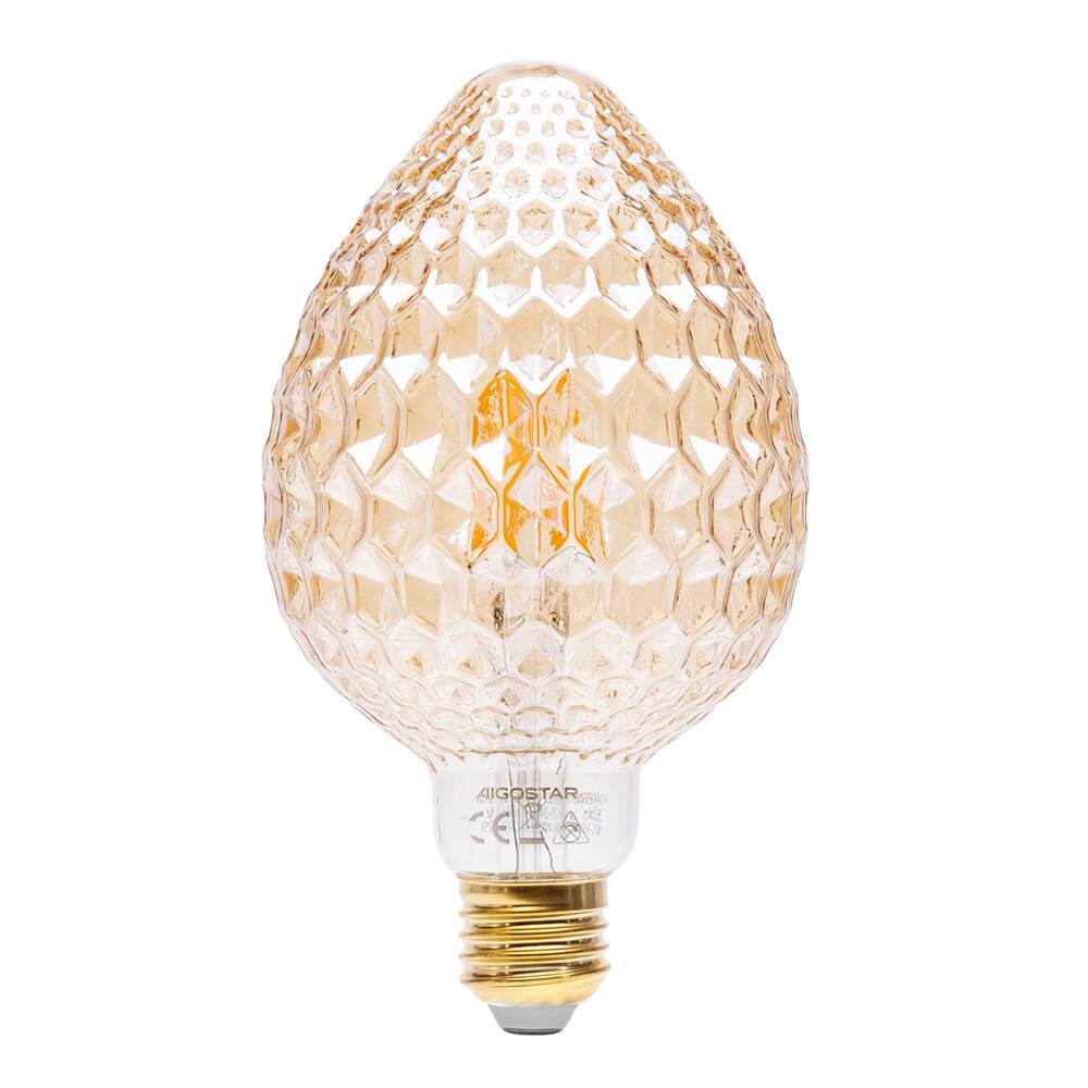 LED Universum LED Leuchtmittel Filament Glühlampe "Strawberry" G95 Sockel E27 4W 1800K/Amber 320lm Ø95xH168mm
