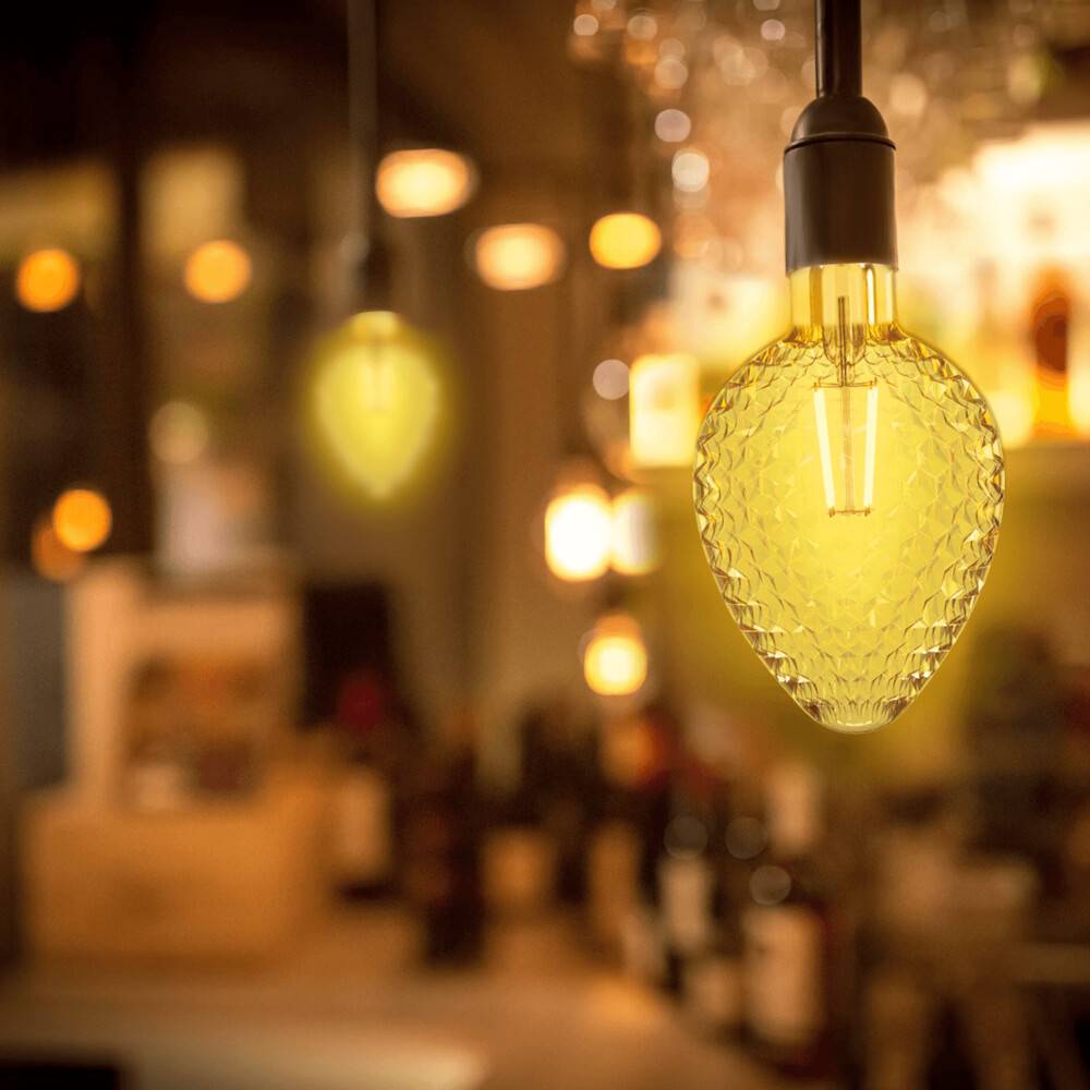 LED Universum LED Leuchtmittel Filament Glühlampe "Strawberry" G95 Sockel E27 4W 1800K/Amber 320lm Ø95xH168mm