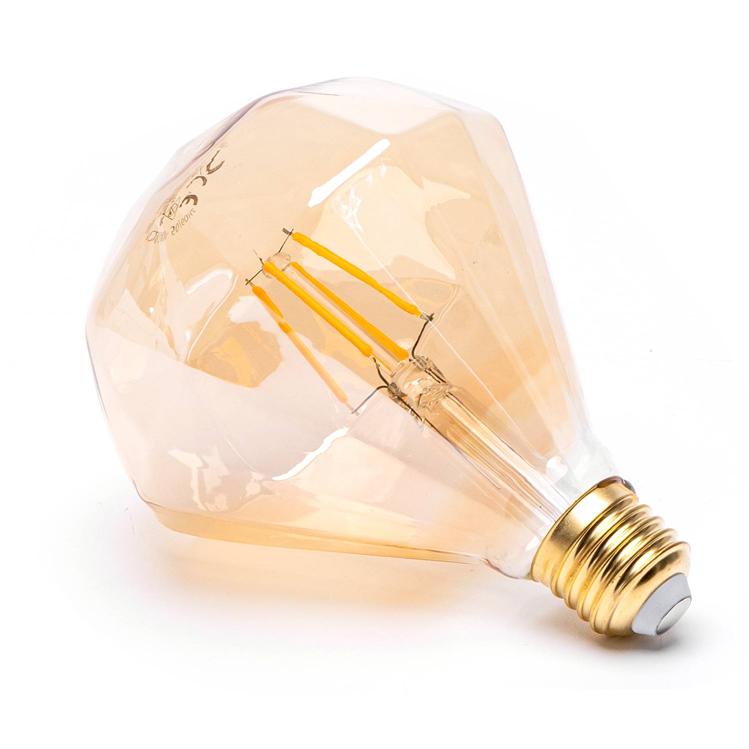 LED Universum LED Leuchtmittel Filament Glühlampe "Diamond" D110 Sockel E27 4W 1800K/Amber 320lm Ø110xH142mm