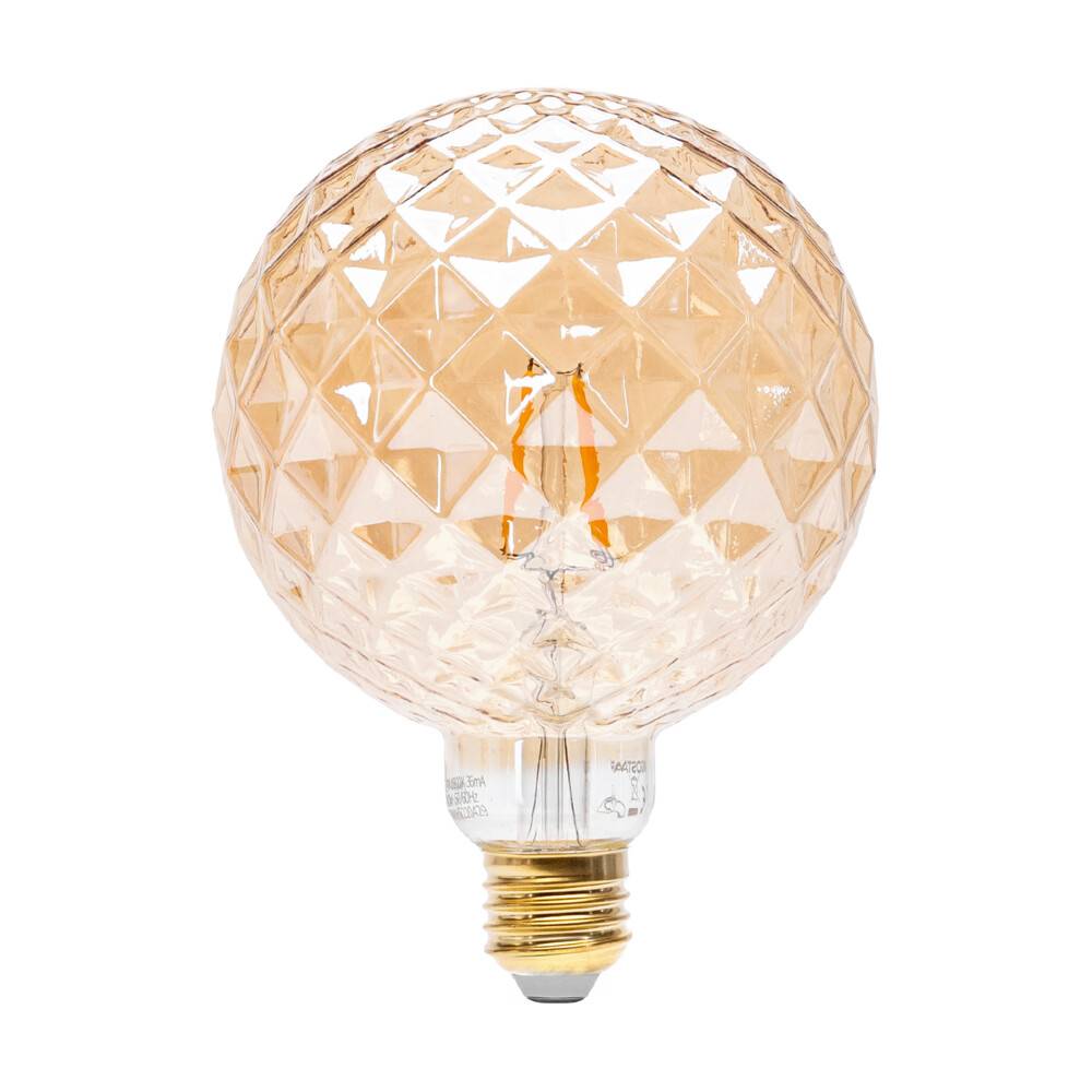 LED Universum LED Leuchtmittel Filament Glühlampe "Pineapple" G125 Sockel E27 4W 1800K/Amber 320lm Ø125xH168mm