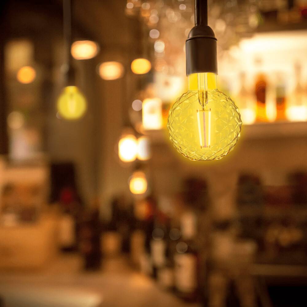 LED Universum LED Leuchtmittel Filament Glühlampe "Pineapple" G125 Sockel E27 4W 1800K/Amber 320lm Ø125xH168mm