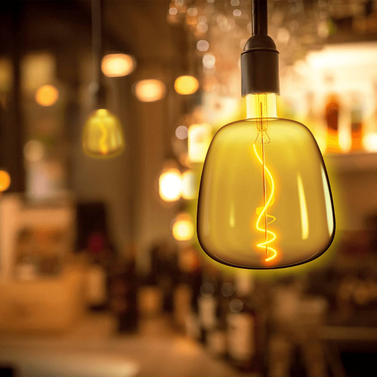 LED Universum LED Leuchtmittel Filament Deko-Glühlampe R140 Sockel E27 4W 1800K/Amber/Smoke 280lm Ø140xH210mm