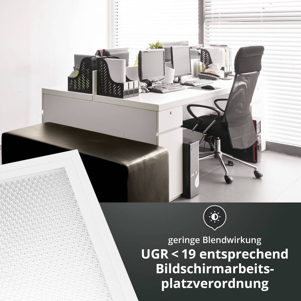 LED Universum LED Panel Einlegeleuchte 62x62cm kaltweiß 40W 6000K 4800lm UGR≤19 CRI>80 L620xB620xH12mm