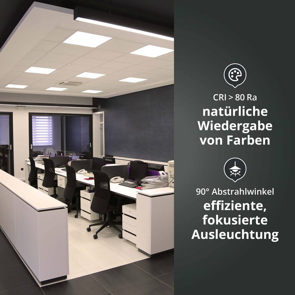LED Universum LED Panel Einlegeleuchte 62x62cm warmweiß 40W 3000K 4600lm UGR≤19 CRI>80 L620xB620xH12mm
