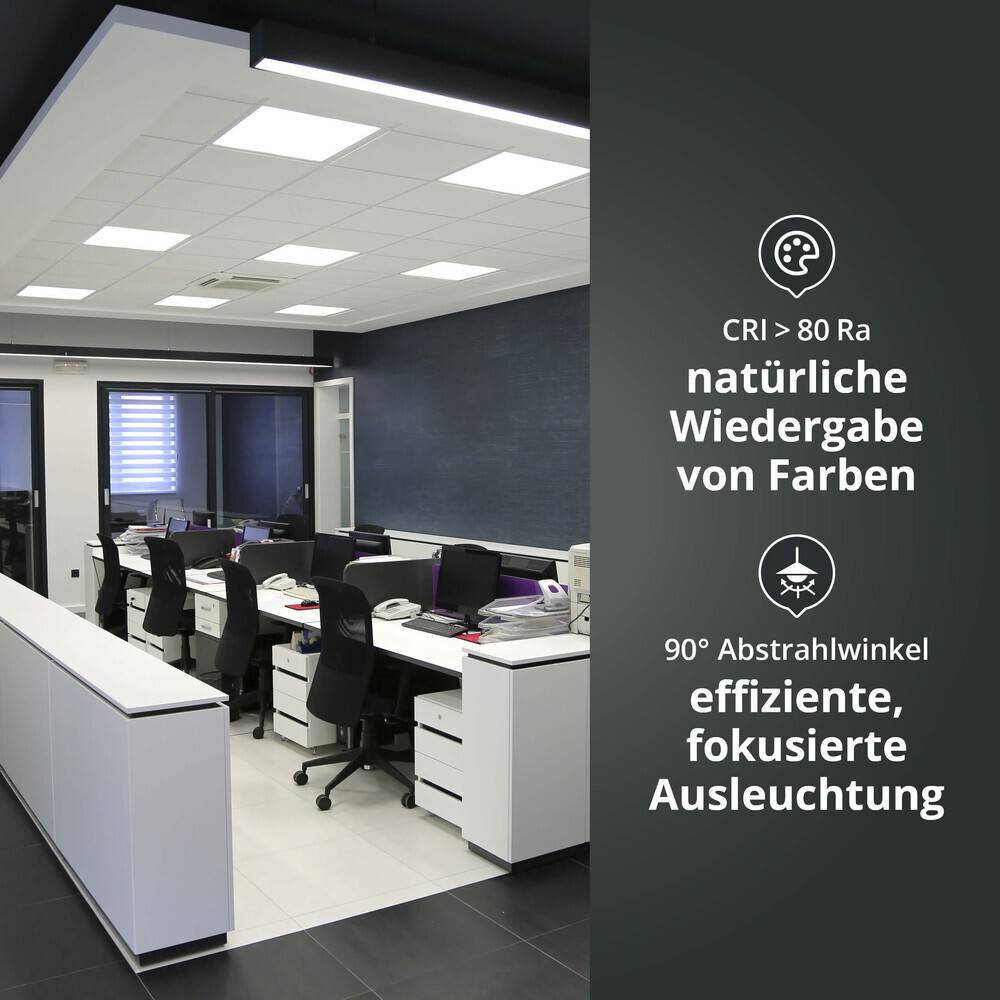 LED Universum LED Panel Einlegeleuchte 62x62cm neutralweiß 40W 4000K 4800lm UGR≤19 CRI>80 L620xB620xH12mm