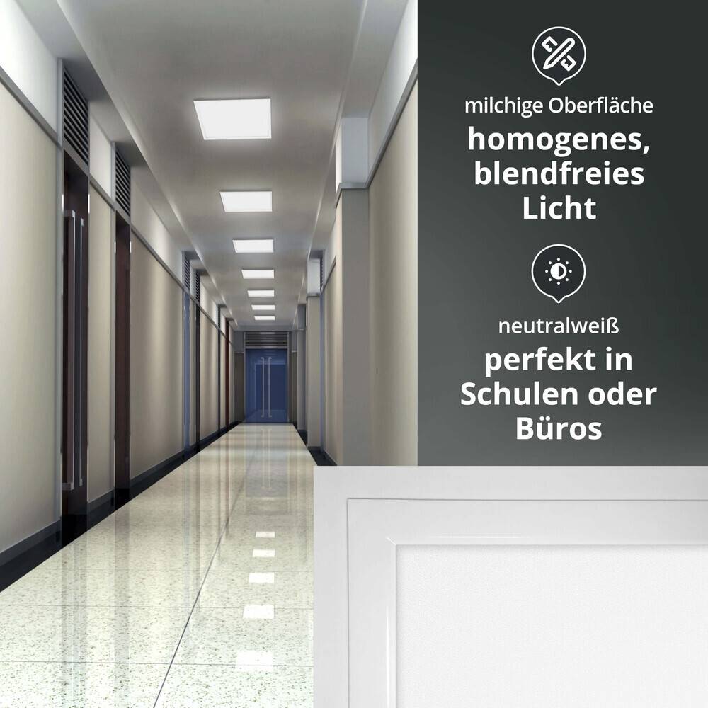 LED Universum LED Panel Einlegeleuchte 62x62cm neutralweiß 40W 4000K 4800lm UGR≤19 CRI>80 L620xB620xH12mm