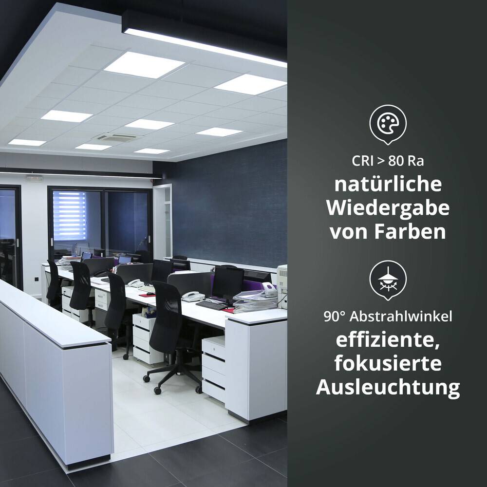 LED Universum LED Panel Einlegeleuchte 62x62cm kaltweiß 40W 6000K 4800lm UGR≤19 CRI>80 L620xB620xH12mm