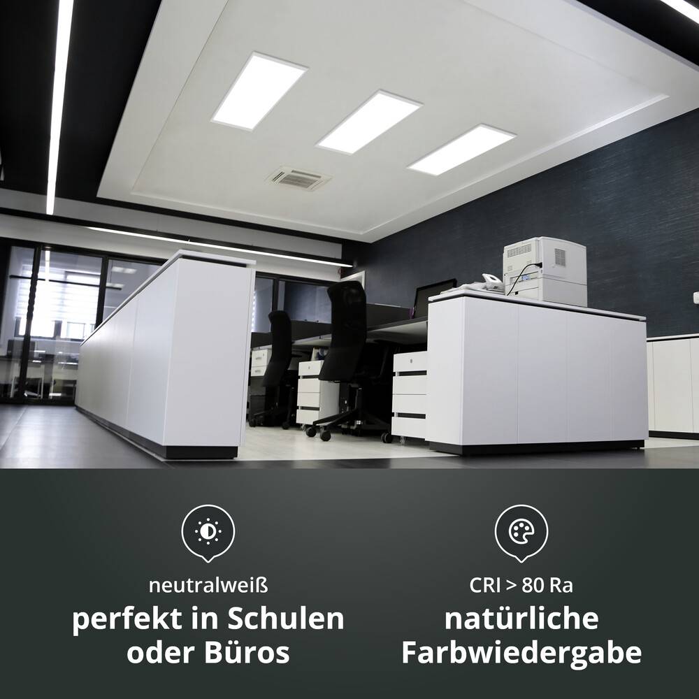 LED Universum LED Panel Einlegeleuchte 120x30cm neutralweiß 36W 4000K 4300lm UGR≤19 CRI>80 L1195xB295xH12mm