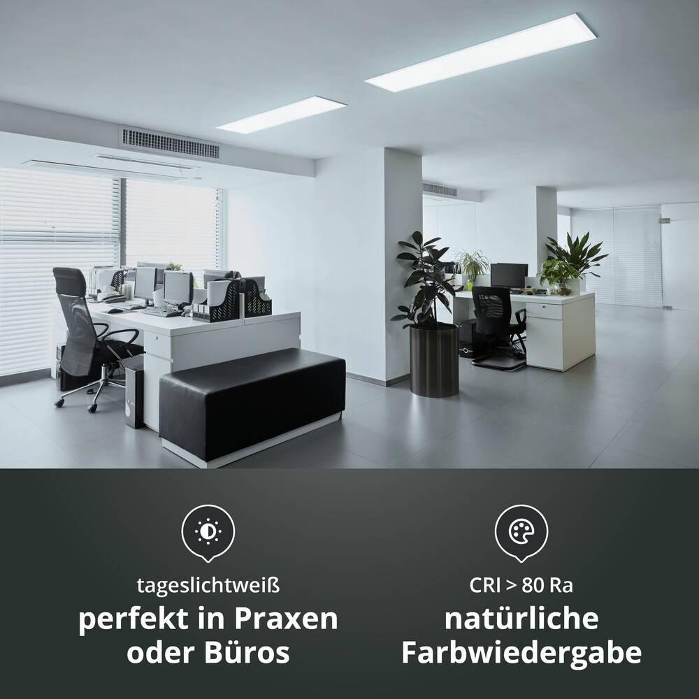 LED Universum LED Panel Einlegeleuchte 120x30cm kaltweiß 36W 6000K 4300lm UGR≤19 CRI>80 L1195xB295xH12mm