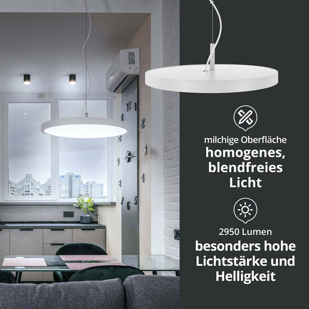 LED Universum - Smarte LED Pendelleuchte Panel 40cm weiss, 2700-6500K, 2950 lm, LED fest verbaut #1