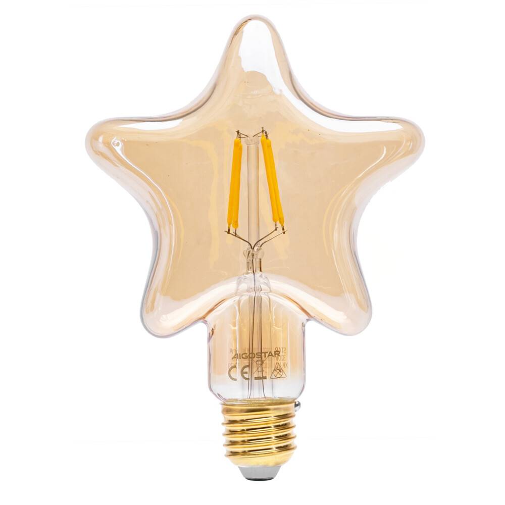 LED Universum LED Leuchtmittel Filament Glühlampe "STAR" Stern-Form Sockel E27 4W 1800K/Amber 320lm Ø125xH168mm