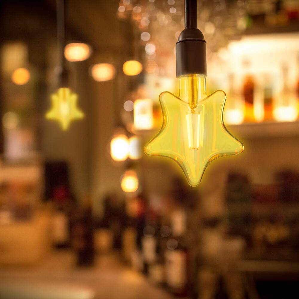 LED Universum LED Leuchtmittel Filament Glühlampe "STAR" Stern-Form Sockel E27 4W 1800K/Amber 320lm Ø125xH168mm