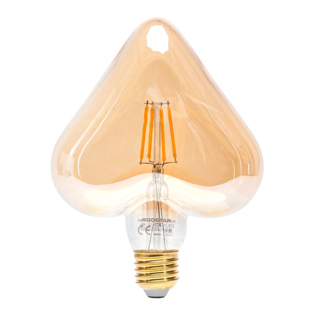 LED Universum LED Leuchtmittel Filament Glühlampe "HEART" Herz-Form Sockel E27 4W 1800K/Amber 320lm Ø125xH164mm