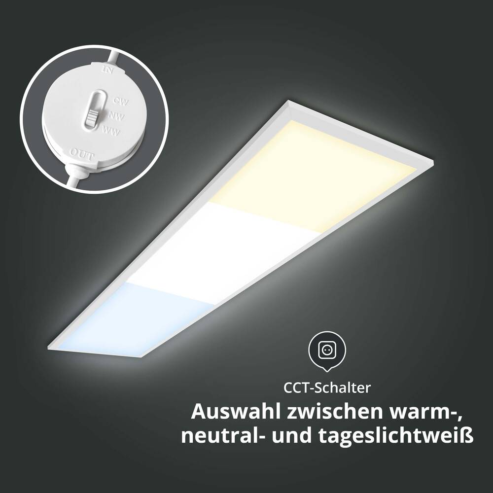 LED Universum LED Panel Einlegeleuchte 120x30cm 40W 3CCT 3000/4000/6500K 5200lm L1195xB295xH27mm