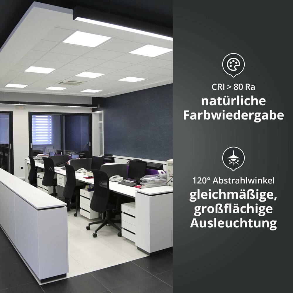 LED Universum Backlit LED Panel Einlegeleuchte 62x62cm neutralweiß 28W 4000K 5040lm UGR≤19 CRI>80 L620xB620xH32mm